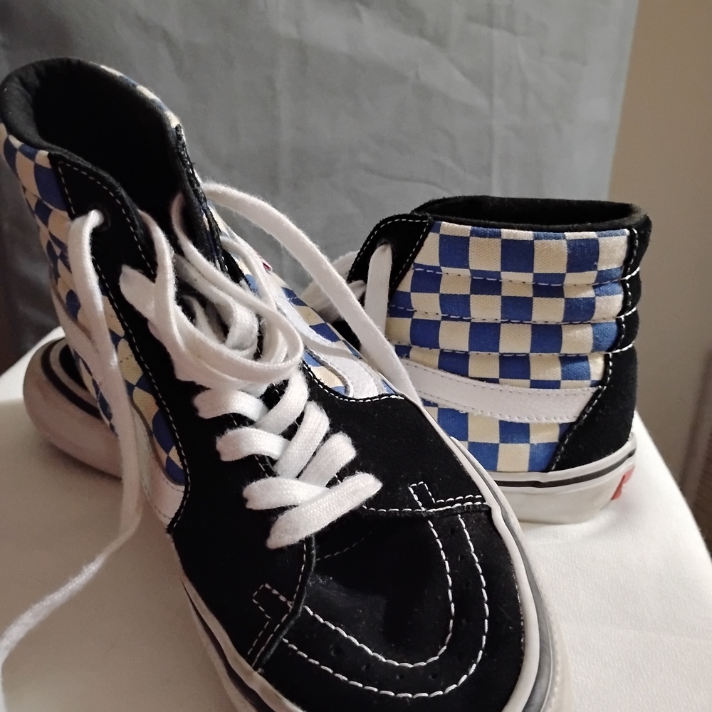 Vans Black and Blue Checkered High-Tops